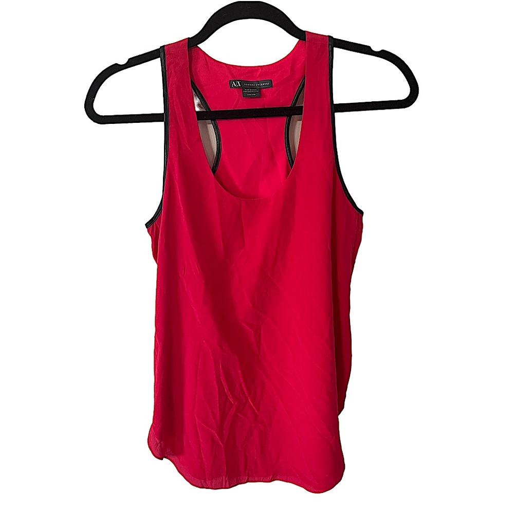 Armani Exchange 100% Silk Razorback Top Pink w/ Black Size XXS